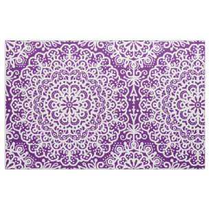 Tecido Bohemian Mandala White Lace em Tom de Joia Roxo