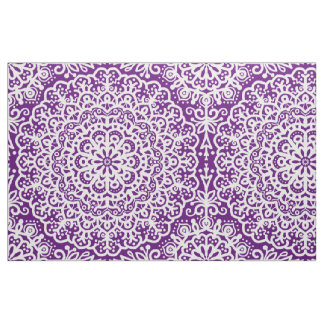 Tecido Bohemian Mandala White Lace em Tom de Joia Roxo