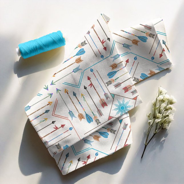 Tecido Boho Arrows e Sun V11 Multi-Color White ID748 (Criador carregado)
