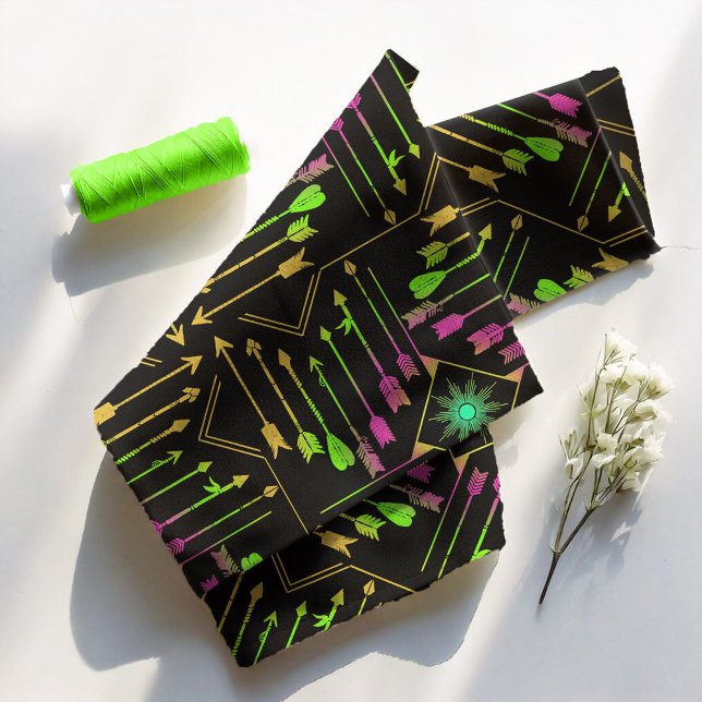 Tecido Boho Arrows e Sun V3 Neon Black ID748 (Criador carregado)