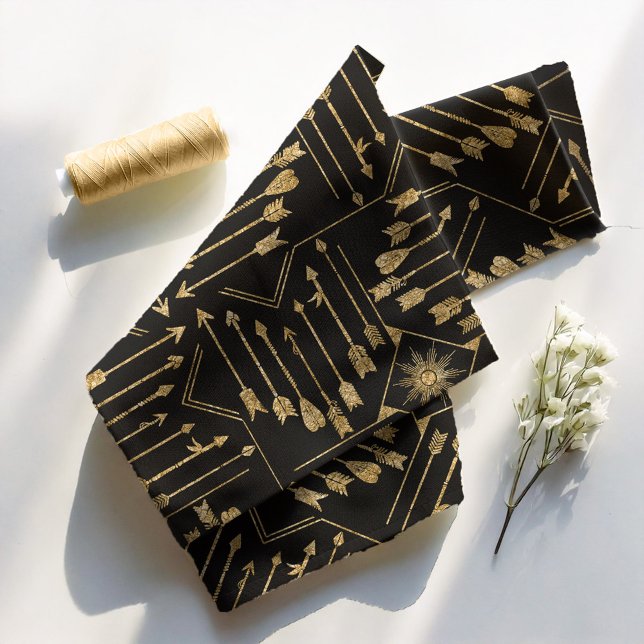 Tecido Boho Arrows e Sun V8 Dourado ID748 (Criador carregado)