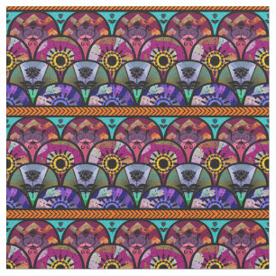 Tecido Boho Beauty, Purple, Aqua, Violet, Repetir Padrão