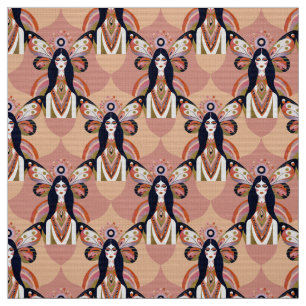 Tecido Boho Butterfly Deusa Retro Earth Tones