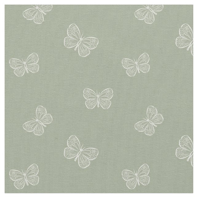 Tecido Boho Butterfly Modern Girly Spring Animal Sage (Detalhe)
