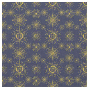 Tecido Boho Celestial Sun Stars Padrão Azul