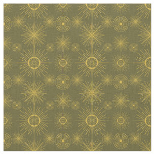 Tecido Boho Celestial Sun Stars Padrão Verde