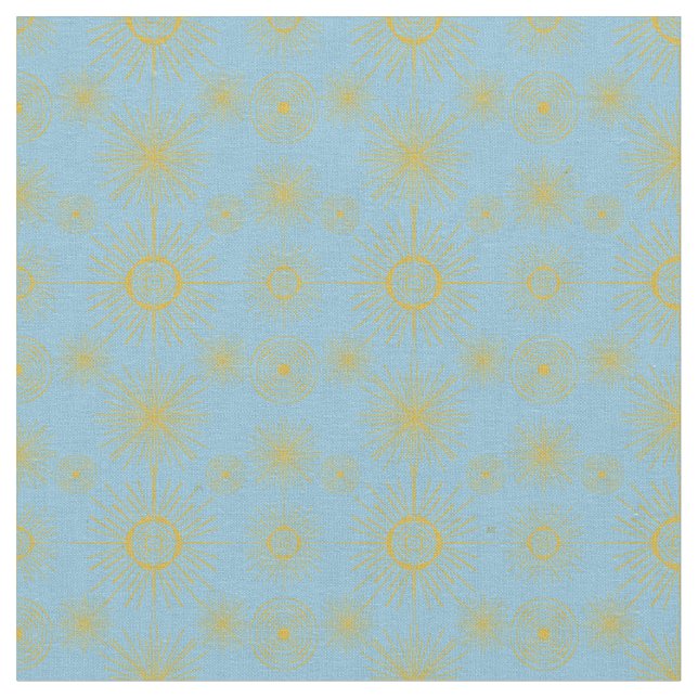Tecido Boho Celestial Sun Stars Sky Blue (Detalhe)