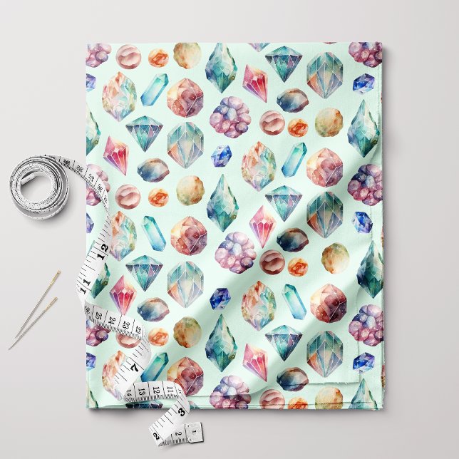 Tecido Boho Chic Pedras Preciosas Aquarela (Criador carregado)