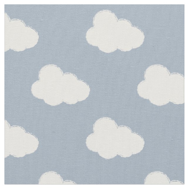 Tecido Boho Clouds Sky Simple Gender Neutral Kids Blue (Detalhe)
