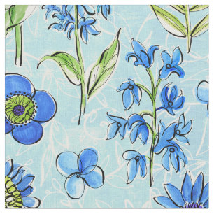 Tecido Boho Floral Blue