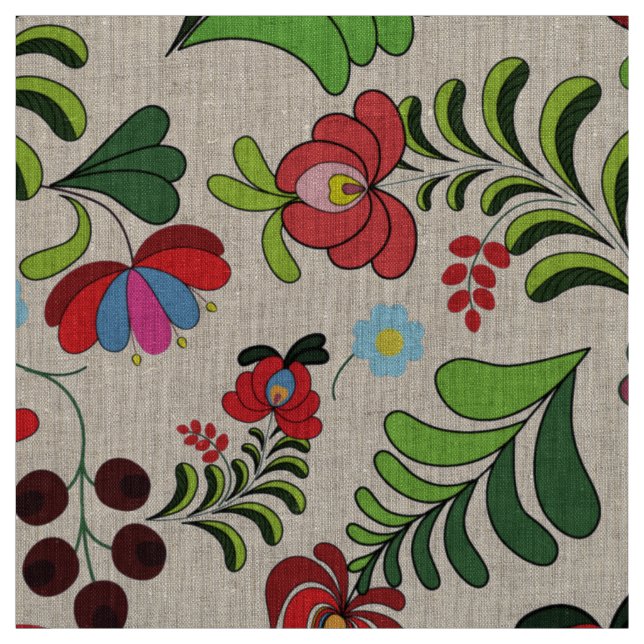 Tecido Boho Folclórico Floral Húngaro – Padrão de Tulipa  (Modelo)