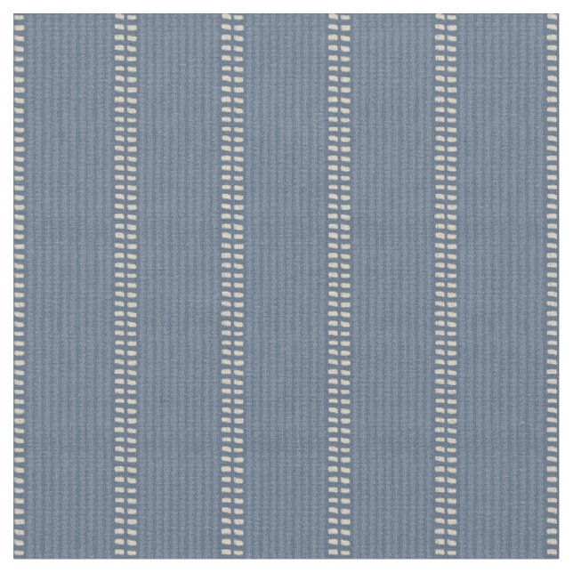 Tecido Boho geo linhas simples bege denim azul rústico (Detalhe)