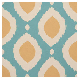 Tecido Boho Ikat Impressão Aqua Yellow Tribal Pattern Gi