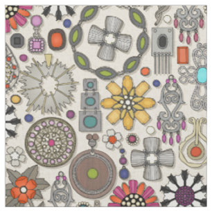Tecido boho jewel treasures linen