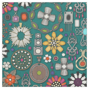 Tecido boho jewel treasures viridian green