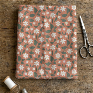 Tecido Boho Moderno Padrão de Margarida Terracota Sage