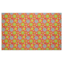 Tecido Boho Multicolor Daisies em Laranja
