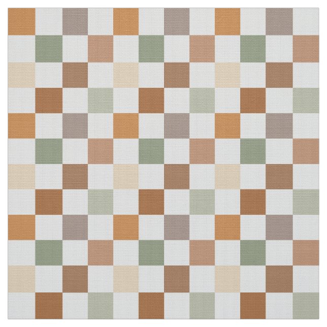 Tecido Boho Neutral Earthy Checker Checkerboard Checkered (Modelo)