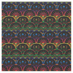 Tecido Boho Ombre Sunset   Arco-íris Escuro