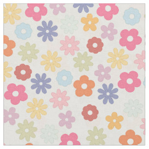 Tecido Boho Retro Daisy Flores do Verão 70