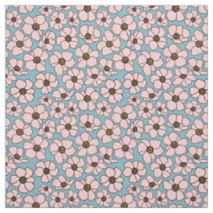 Tecido Boho Rosa e Azul Floral 