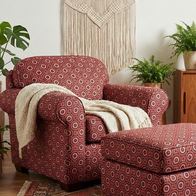 Tecido Boho Tribal Geométrico Medalhao Vermelho Rosa Pret (Criador carregado)