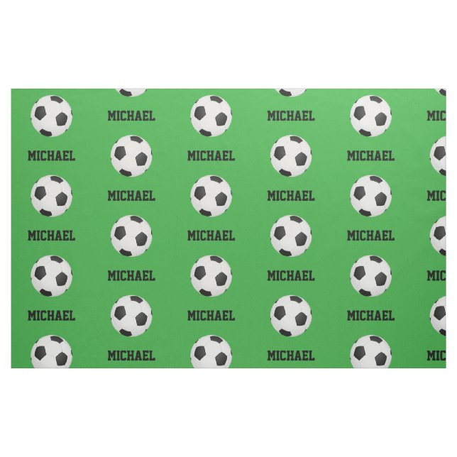Tecido Bola de Futebol Verde Personalizada com Nome Impre (Fat Quarter)