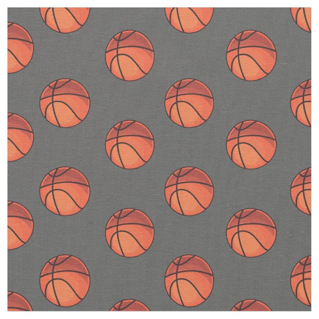 Tecido Bolas de basquete na Cinza escura (Detalhe)