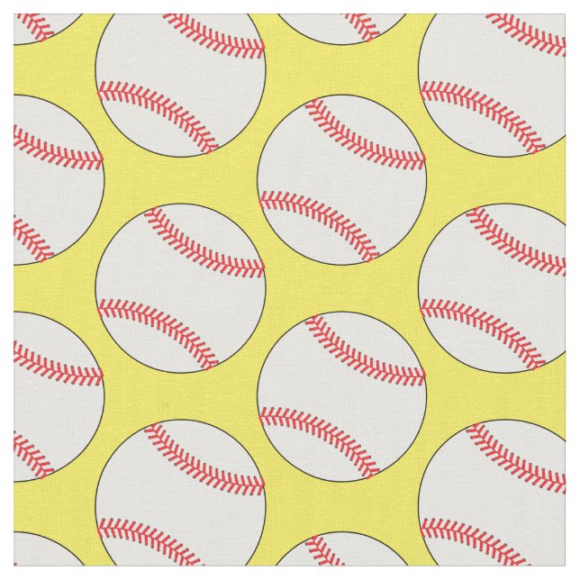 Tecido Bolas de Beisebol Esportes Amarelo (Detalhe)