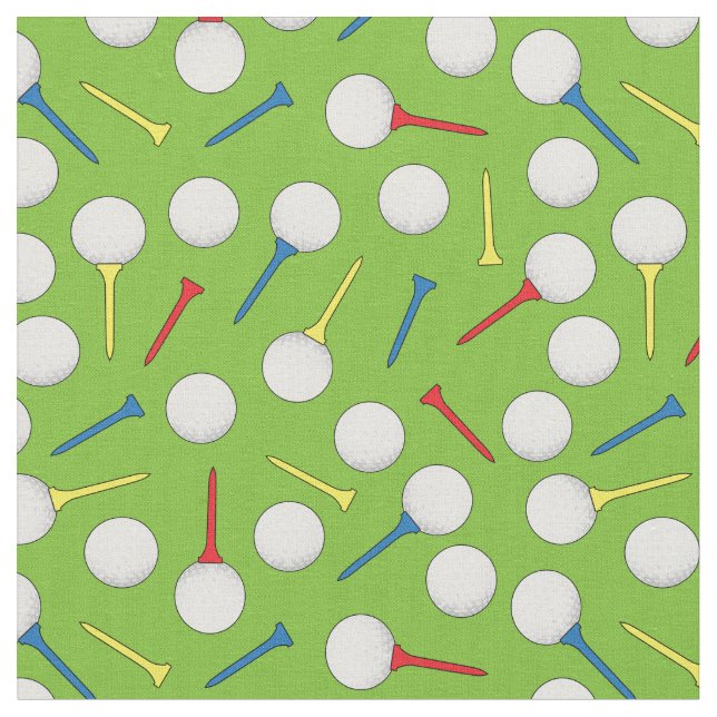 Tecido Bolas de Golfe e Padrão de Camisetas em Verde (Detalhe)