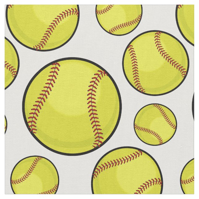 Tecido Bolas dispersadas do softball brancas (Detalhe)