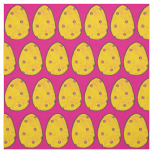 Tecido Bolinhas Cor-de-Rosa Amarelo Caça-Caça-Caça-Ovo