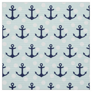 Tecido Bolinhas De Casa Náutica E Âncoras Azuis Marinhos