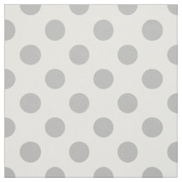 Tecido bolinhas de cinza em branco