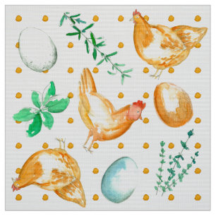 Tecido Bolinhas de cozinha de galinha de ovos frescos