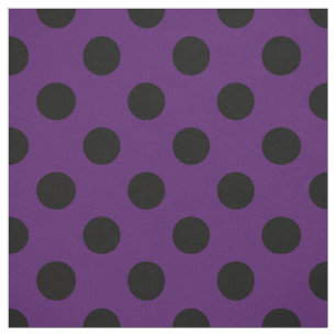 Tecido Bolinhas pretas em roxo de ameixa