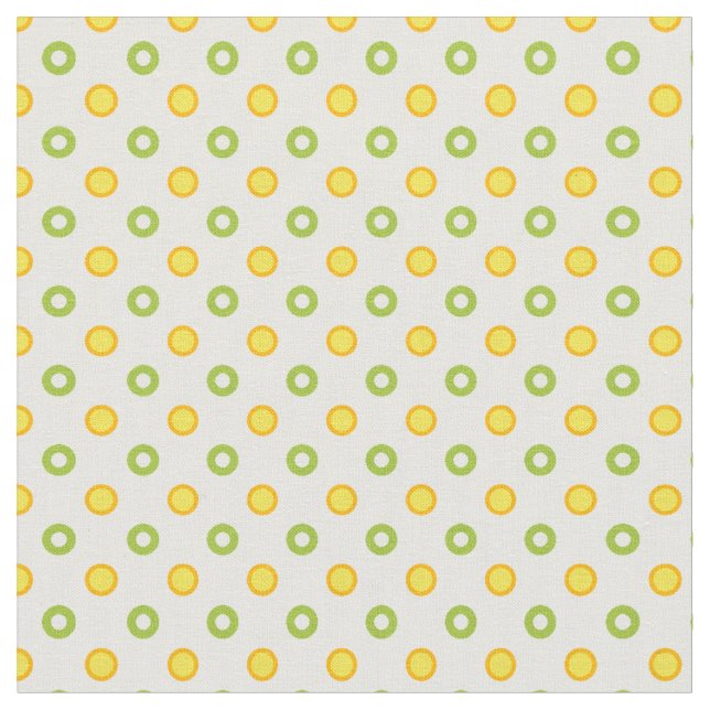 Tecido Bolinhas Verdes Laranja Simples e Amarelo Branco (Detalhe)