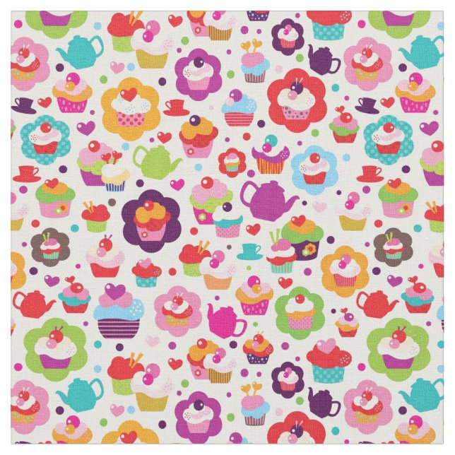 Tecido Bolo bonito do copo e pote do chá (Detalhe)