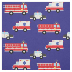 Tecido Bombeiros ambulantes ambulâncias policiais Cute E