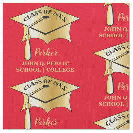 Tecido Boné de formatura de Tom Dourado Nome Classe Ano E