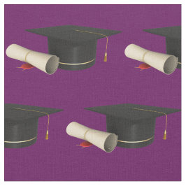 Tecido Boné de formatura e Diploma em Roxo