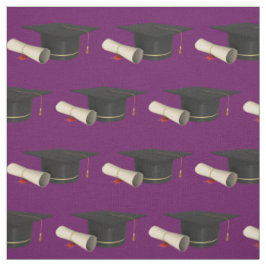 Tecido Boné de formatura e Diploma em Roxo