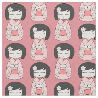 Tecido Boneca cor-de-rosa de Kokeshi