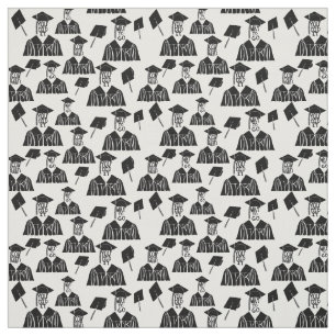 Tecido Bonés de formatura e palhaços negros e brancos 