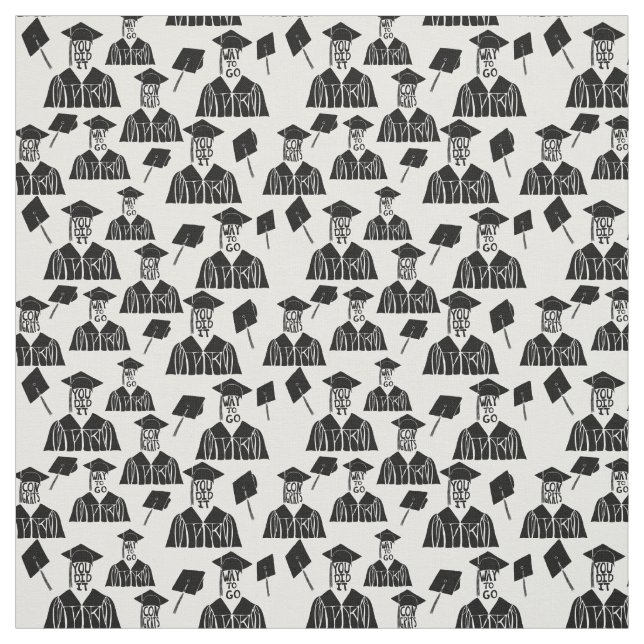 Tecido Bonés de formatura e palhaços negros e brancos (Modelo)