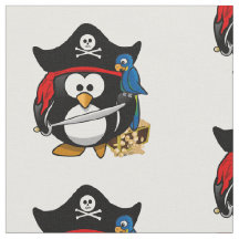 Bonita Cartoon Pirate Penguin com papagaio