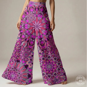 Tecido Bonita Garota Boho Quadrado Floral Rosa Púrpura Ma