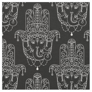 Tecido Bonita Mão Hamsa a preto