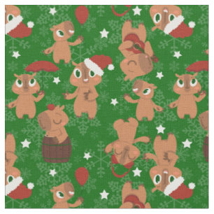 Tecido bonitinho de natal capybara papai noel flocos de n
