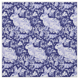 Tecido Bonito Azul e Coelho Branco Dedham Delft